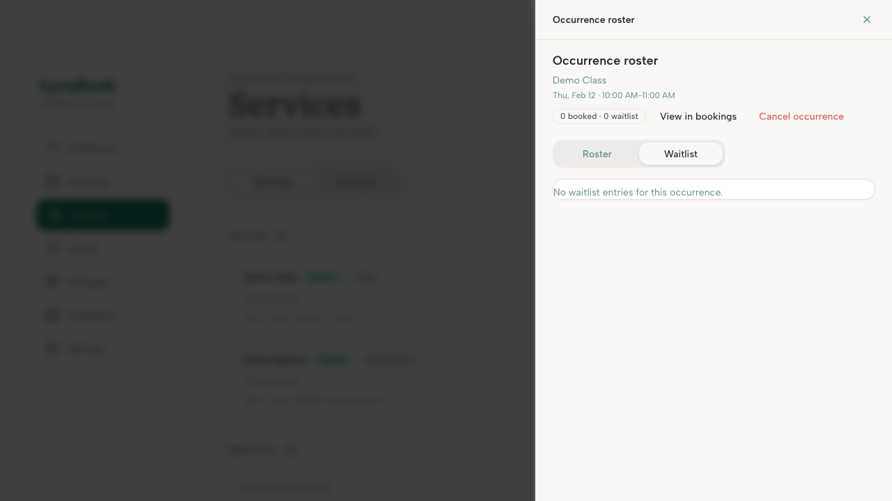Screenshot: Waitlist tab/list