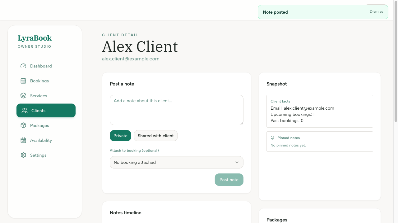Screenshot: Add note UI