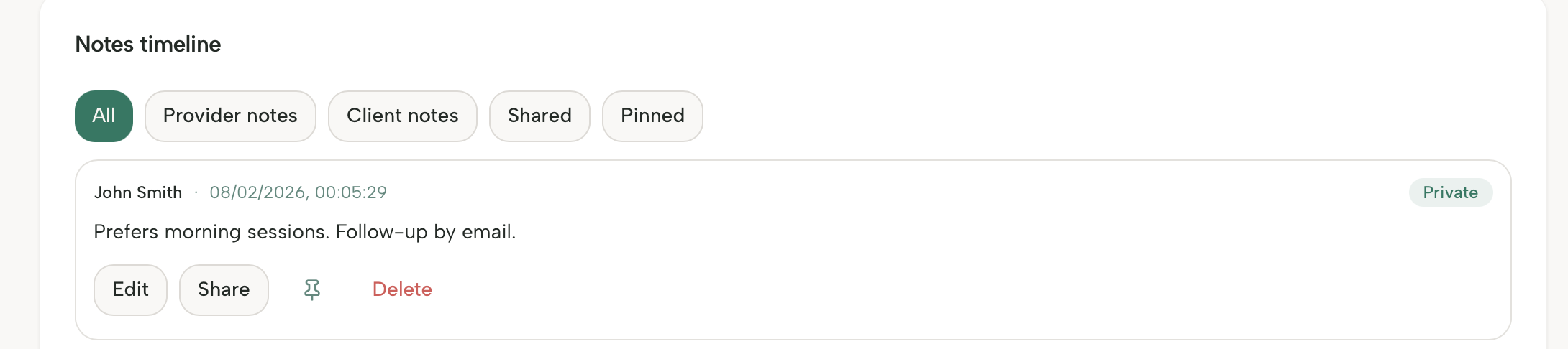 Screenshot: Edit note UI